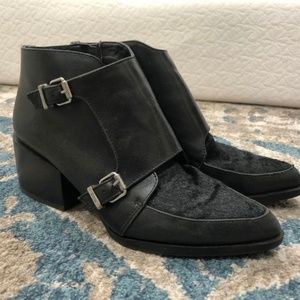 Reese Ankle Pointed Boots Leather Faux Block Heel
